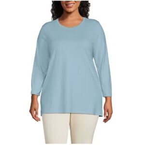 Lands End Plus Size 100% Cotton Lt Blue Tee 2x